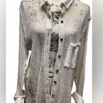 POL crochet Button down shacket. Antique white. Size Medium Photo 7