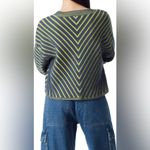 Circus by Sam Edelman Circus NY by Sam Edelman Stripe V-Neck Crop Sweater (Sz XL) Green Geo Striped Photo 4