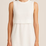 Helmut Lang  Quiet Luxury Tiered Sheer Blouson Dress 0 White Bridal Minimal Clean Photo 0