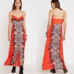 Free People  Morning Song Red Floral Paisley Printed Button Lace Maxi Dress XS Photo 12