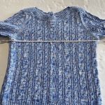 Lands' End ‎ Blue Marled Cable 3/4 Sleeve Boat Neck Pullover Cotton Sweater LARGE Photo 7