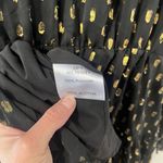 Anthropologie  O.P.T. Black & Gold Mock Neck Metallic Smocked Dress Size L Photo 7