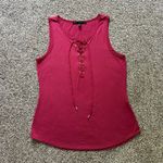 White House | Black Market  berry red lace-front sleeveless top size L Photo 4