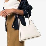 STAUD Rey Croc Embossed Calfskin Leather Shoulder Bag Cream Dust bag 325.00 NEW Photo 0