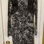 BCBGMAXAZRIA NEW *  women's size S jaguar print faux fur studded chain dress NWOT Photo 0