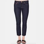 Crippen Dark Rinse Denim Slim Straight Cropped Jeans Deep Blue Size 24 Photo 3