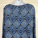 Loft Ann Taylor Pattern Long Sleeve Blouse Shirt Blue sz XS Photo 4