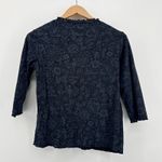 Fresh Produce Women's Black Floral Print Ruffle V Neck 3/4 Sleeve Top Small Photo 3