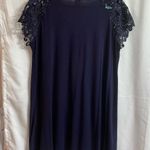 Navy Lace Sleeve Large V Photo 4