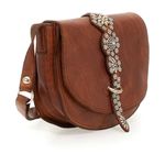 Medium “Cefalù” cross body bag in cognac leather with studs Brown Photo 1
