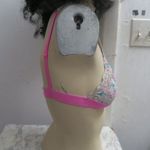 PINK - Victoria's Secret  lace trimmed triangle bra in white and pink size medium. Photo 5