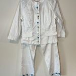 Hearts of Palm Women’s Set 2 Pc Beaded Pant Suit White Size 10 Photo 0