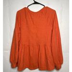 Pilcro Womens Top Size Medium Blouse Long Sleeve Babydoll Cotton Orange Photo 5