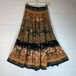 carole little Vintage  tiered maxi skirt mixed print size 6 Photo 1
