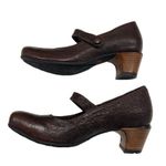 Wolky Brown Textured Leather Mary Jane Heels Size 39 US 8 Retro Twee Orthopedic Photo 2
