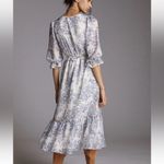 Moon River Anthropologie  Blue Floral Ruffle Midi Dress size Small Photo 1