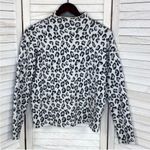 Cynthia Rowley ‎ Leopard Print Mock Neck Sweater White Silver Small Cropped Photo 6