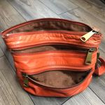 Fossil  Explorer Crossbody‎ Bag Orange Pebbled Leather Zip Top Purse Pockets FLAW Photo 8