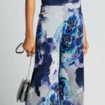 Size S//Fuzzi Strapless Bandeau Halter Blue Floral Jumpsuit Photo 0