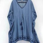 Tommy Bahama Blue Embroidered Caftan Tunic Dress Cover-Up Size M/L Photo 0