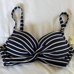 Navy blue and White Striped Bikini with Ruched Sweetheart Neckline Size 4 Photo 0