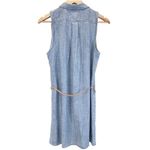 Level 99 Shirt Dress Womens Small Chambray Tencel Linen Pintuck Minimal Coastal Blue Photo 2
