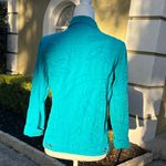 Chico's Vintage Turquoise Cotton Embroidered Denim Jacket Photo 2
