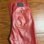 Pistola  Red High Crop Bootcut Faux leather Jeans Size 24 Photo 1