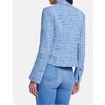 L'Agence Women's Chambray Blue Tweed Double Breasted Blazer Jacket Photo 1
