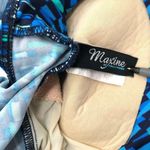 Maxine of Hollywood One-Piece Blue Geometric Swimsuit Molded Cups Shelf Bra 12 Photo 2