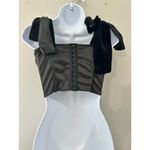Petal + Pup Black Velvet Corset Top Sweetheart Tie Shoulder Women's Medium Photo 5