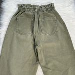 ZARA  Olive Green High Waisted Paper Bag Baggy Jeans Photo 6