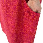 Ellen Tracy  Vibrant Pink Orange Swirl Floral Roses Midi Dress Pockets Size Large Photo 2