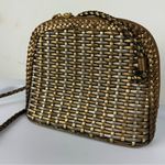 Vtg CEM Gold Metallic Woven Leather Crossbody Bag Full Zip Photo 13