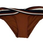 Robin Piccone  Simone Twist Bikini Bottom Extra Small NEW Stripe Swim Cocoa NWOT Photo 2