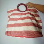 CRABTREE & EVELYN Red White Striped Wrapped Circular Handles Beach Tote Hand Bag Photo 13