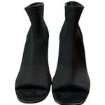 Eileen Fisher  Boots Black Open Toe Stretch Knit Chunky Heel Sock Boot Size 9.5 Photo 1