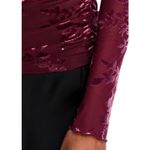 WAYF Burgundy Floral Burnout Mesh Ruched Long Sleeve Top XS Photo 2