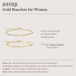 Dainty Gold Bracelets for Women Girls 14K Real Gold Link Chain Bracelets for Women Trendy Hypoallergenic Gold Jewelry Set Photo 2