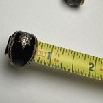 1928 Brand Gold Tone Black Enamel Rhinestone Star Half Hoop Pierced Earrings Photo 7