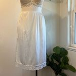 Vintage 90s USA White Semi Sheer Lace Trim Knee Length Slip Skirt Size XL Photo 8