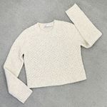 ZARA Pearl Embellished Wool Blend Pullover Crop Sweater Beige Large Photo 13