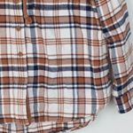 American Eagle Womens Plaid Boyfriend Style Flannel Shirt Size S Brown Hoodie Photo 2