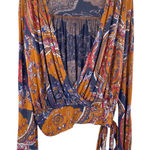 Free People  Paisley Wrap Fiona Surplice Top Boho Photo 0