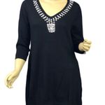 Global Chic by IMAN Touch of Cashmere Blk Sweater / Tunic with jeweled neckline. Black Size XS Photo 0