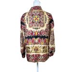 Dana Buchman Paisley 100% Silk Button-up Top Red Gold Festive VTG Sz 6 Petite Photo 3