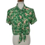 Anthropologie  Chloe Oliver Top Medium Green Silk‎ Button Down Luxe Photo 1