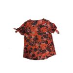 Banana Republic Size Small Coral Navy Blue top blouse short sleeve floral shirt Photo 4