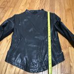 Mackage  Black Leather Moto Diagonal Zip Jacket Size XS Rib Sleeve Panel Photo 8