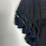 Lulus  Small Black Short Sleeve Tassel Net Neckline Formal Party Dress Small Photo 4